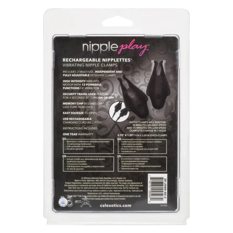 Nipple Play Rechargeable Nipplettes - Black - MyPleasure