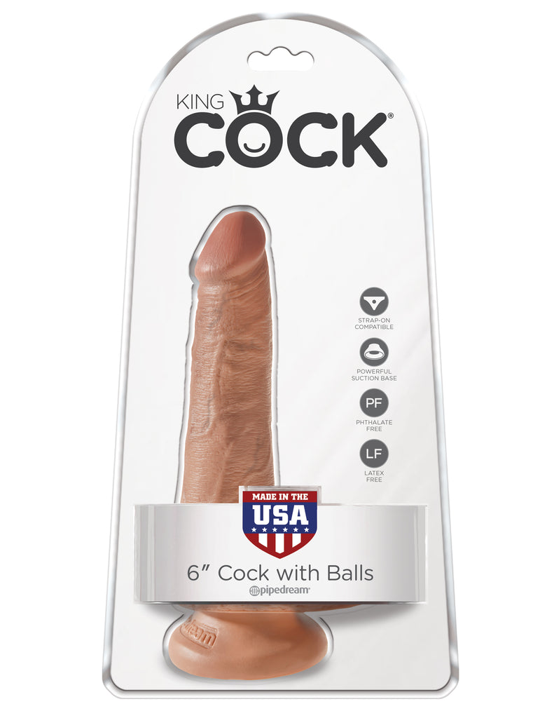 King Cock 6" Cock With Balls - Tan