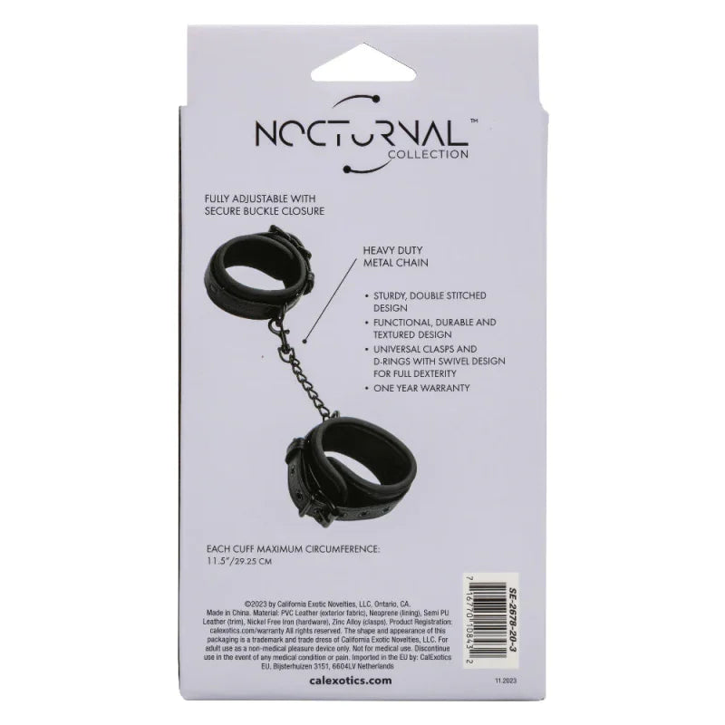 Nocturnal Collection Ankle Cuffs - Black - MyPleasure