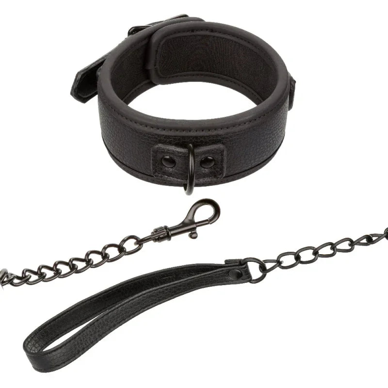 Nocturnal Collection Collar and Leash - Black - MyPleasure
