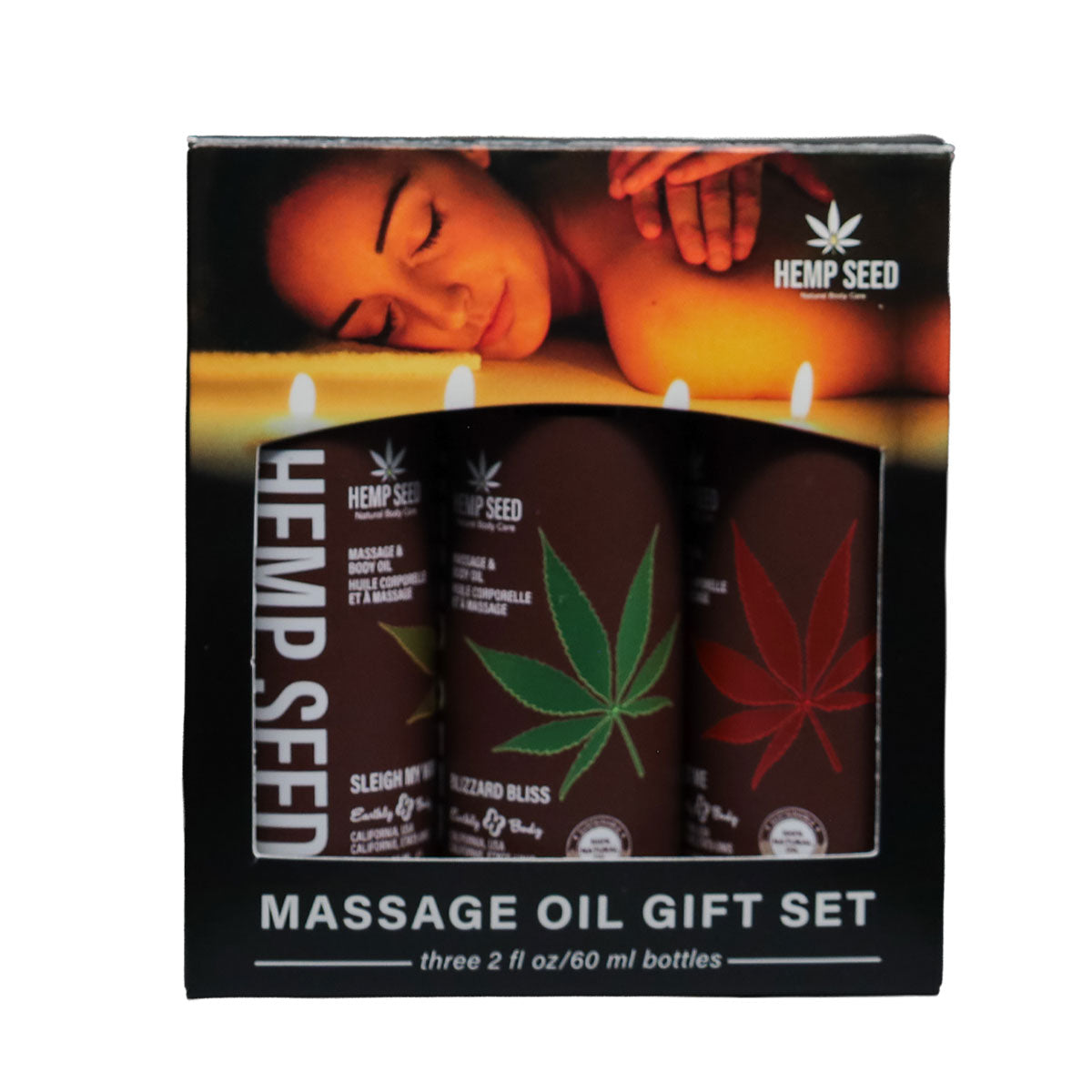 Hemp Seed Holiday Massage Oil Trio Gift Set
