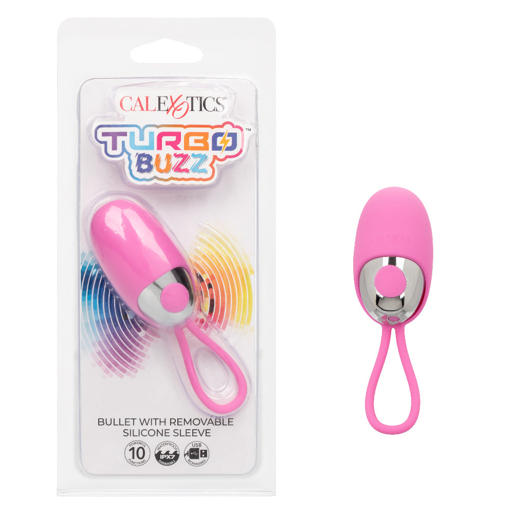 Turbo Buzz Bullet With Removable Silicone Sleeve - Pink