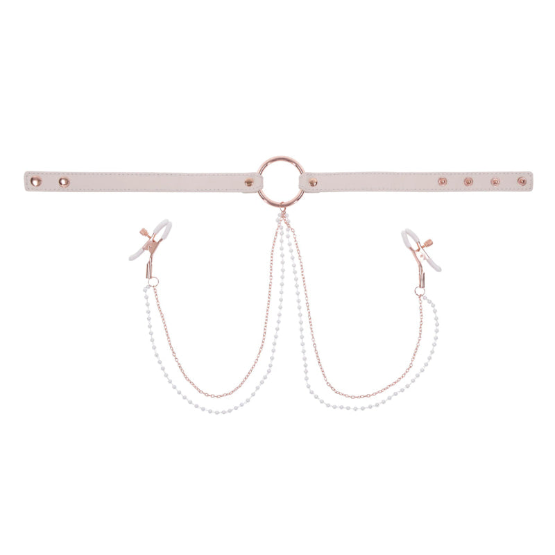 Peaches  N Creame Collar With Nipple Clamps - Pink