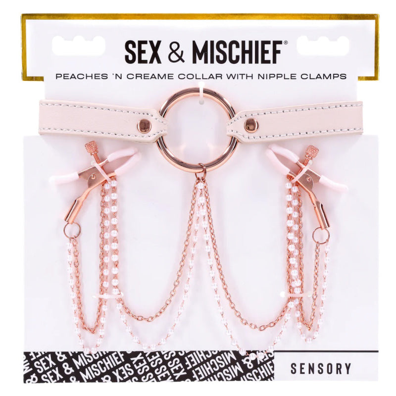 Peaches  N Creame Collar With Nipple Clamps - Pink