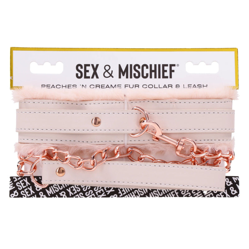 Peaches  N Creame Fur Collar and Leash - Pink