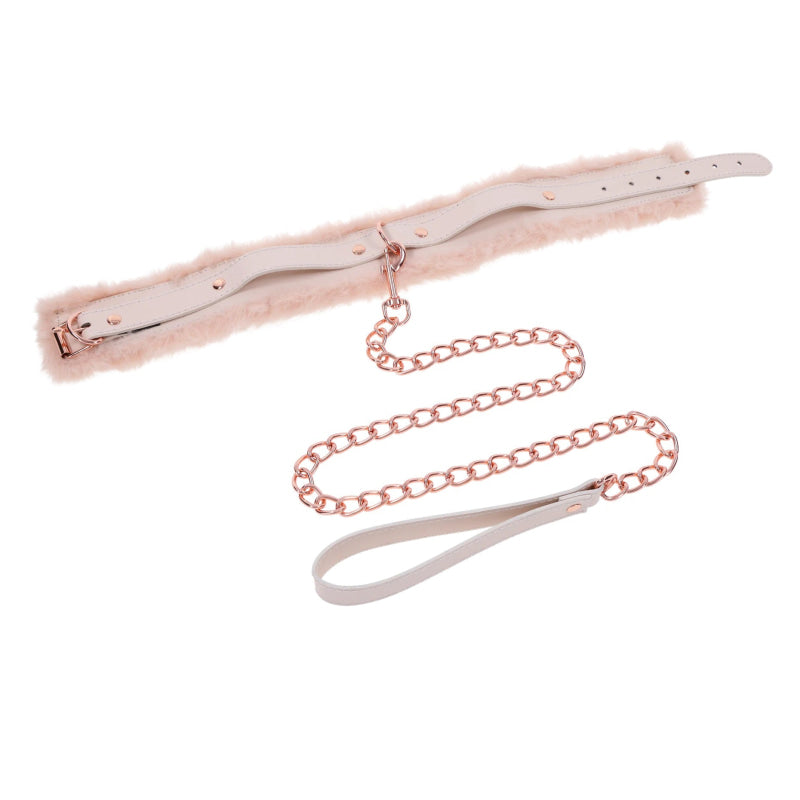 Peaches  N Creame Fur Collar and Leash - Pink