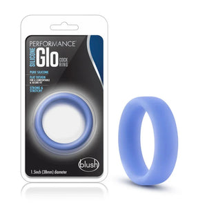 Performance - Silicone Glo Cock Ring - Blue Glow - MyPleasure