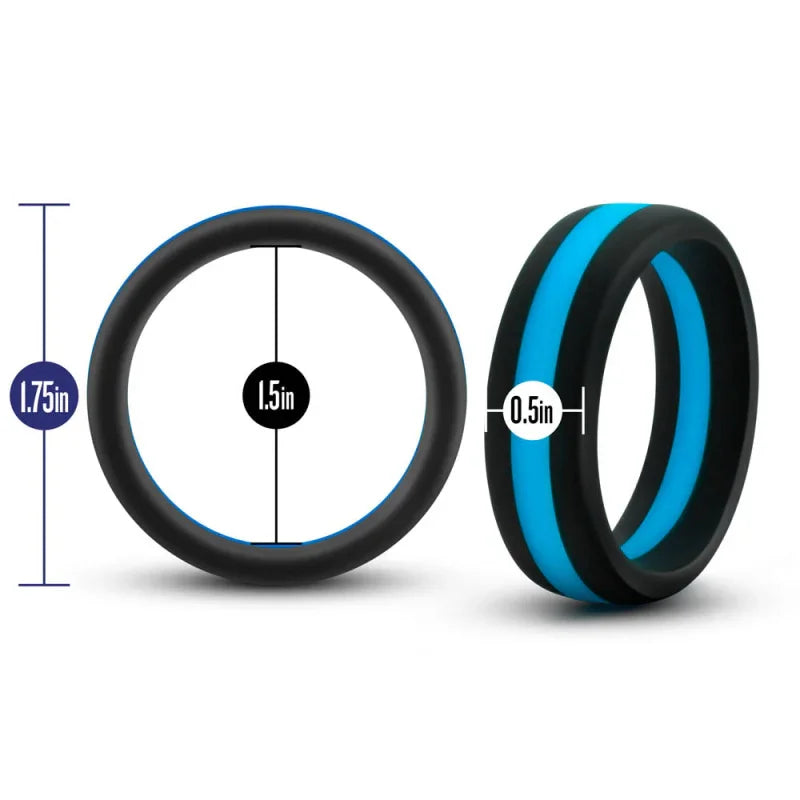 Performance - Silicone Go Pro Cock Ring - Black/blue/black - MyPleasure