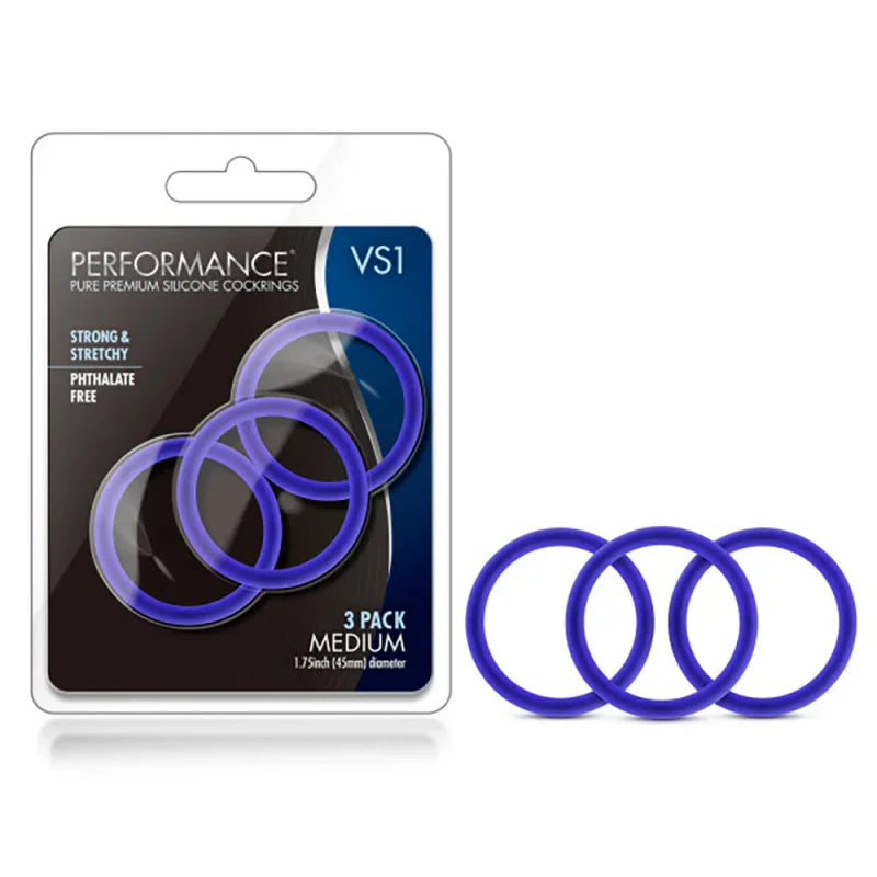 Performance - Vs1 Pure Premium Silicone Cockrings - Medium - Indigo - MyPleasure