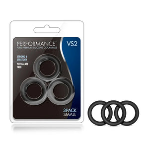 Performance - Vs2 Pure Premium Silicone Cockrings - Small - Black - MyPleasure