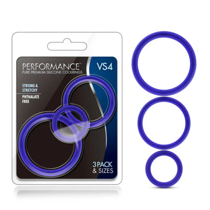 Performance - Vs4 Pure Premium Silicone Cockring Set - Indigo - MyPleasure