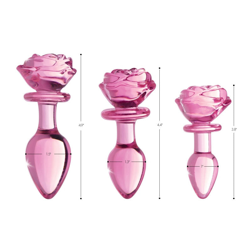 Pink Rose Glass Anal Plug - Large - Anal Toys & Stimulators
