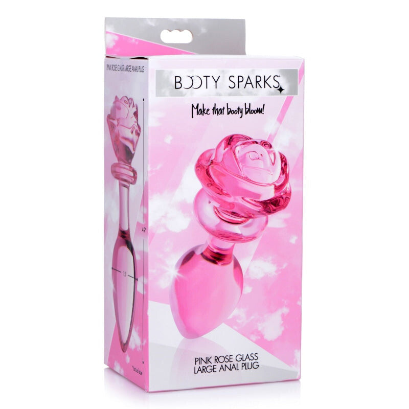 Pink Rose Glass Anal Plug - Large - Anal Toys & Stimulators