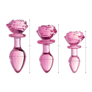 Pink Rose Glass Anal Plug - Medium - MyPleasure