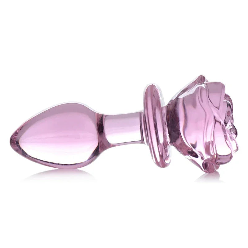 Pink Rose Glass Anal Plug - Medium - MyPleasure