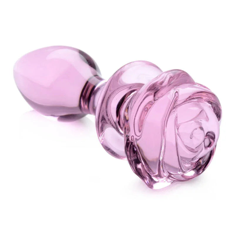 Pink Rose Glass Anal Plug - Medium - MyPleasure