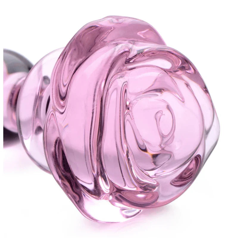 Pink Rose Glass Anal Plug - Small - MyPleasure