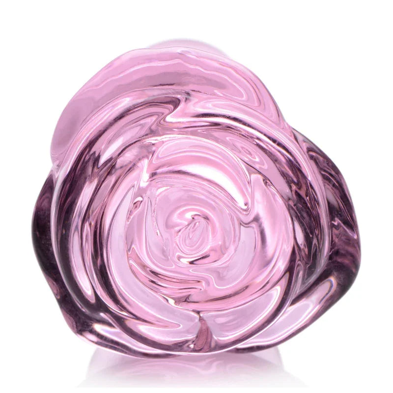 Pink Rose Glass Anal Plug - Small - MyPleasure
