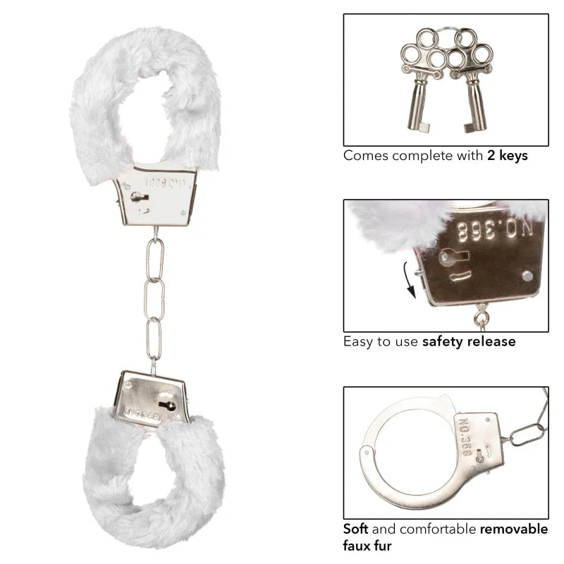 Playful Furry Cuffs - White - MyPleasure