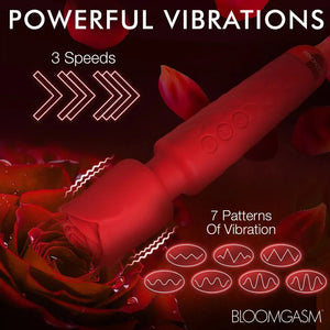 Pleasure Rose 10x Silicone Wand With Rose Attachment - Red - MyPleasure