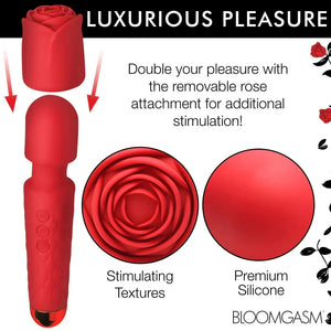 Pleasure Rose 10x Silicone Wand With Rose Attachment - Red - MyPleasure