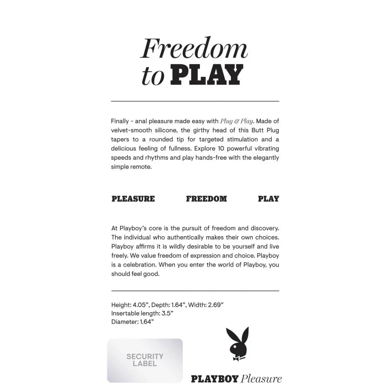 Plug and Play - Butt Plug - Black - MyPleasure