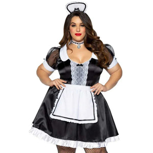 Plus Classic French Maid Costume - 1x/2x - Black / White - MyPleasure