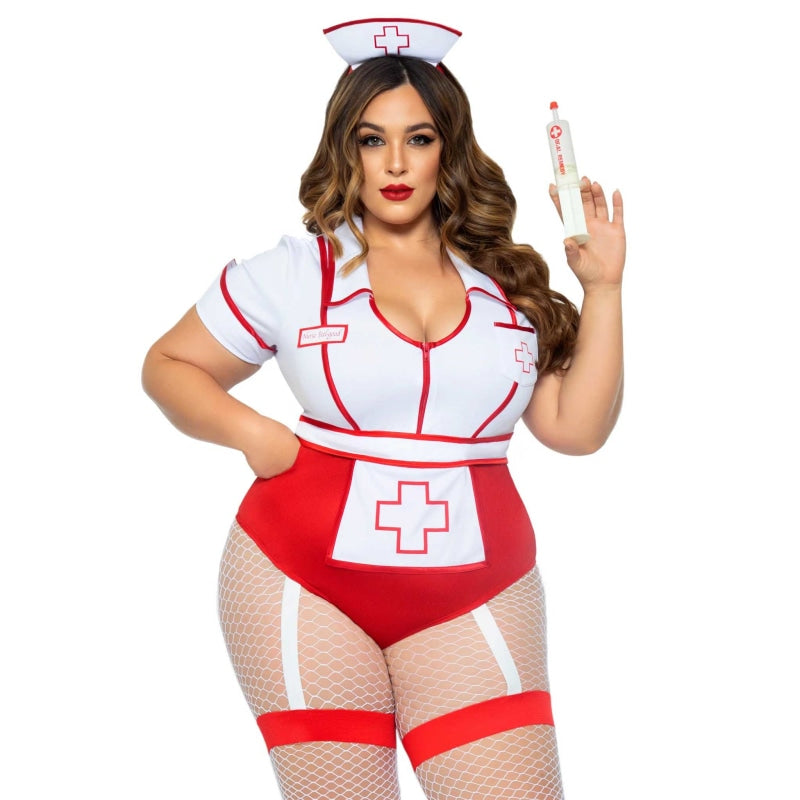 Plus Nurse Feelgood Sexy Costume - 1x/2x - White / Red
