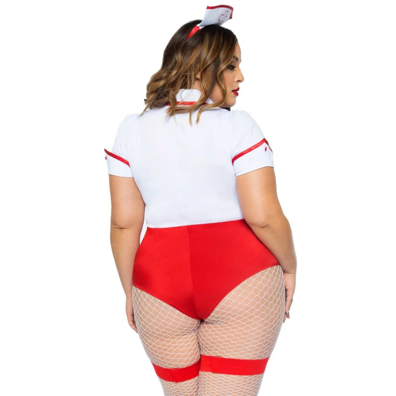 Plus Nurse Feelgood Sexy Costume - 3x/4x - White / Red
