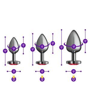 Cheeky Charms - Metal Butt Plug Gunmetal - Heart Dark Red - Anal Trainer Kit - MyPleasure