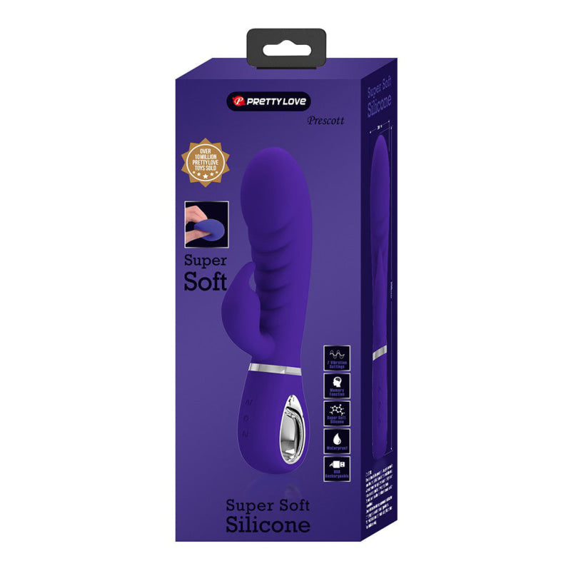 Prescott Super Soft Rabbit Silicone Vibrator -  Purple