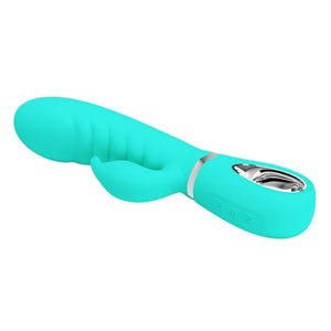 Prescott Super Soft Rabbit Silicone Vibrator - Teal - MyPleasure
