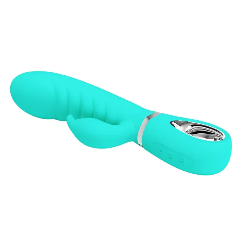 Prescott Super Soft Rabbit Silicone Vibrator - Teal - MyPleasure