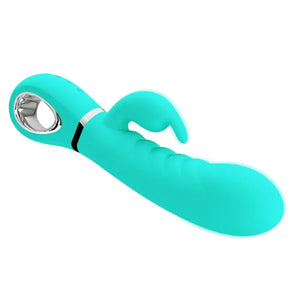 Prescott Super Soft Rabbit Silicone Vibrator - Teal - MyPleasure