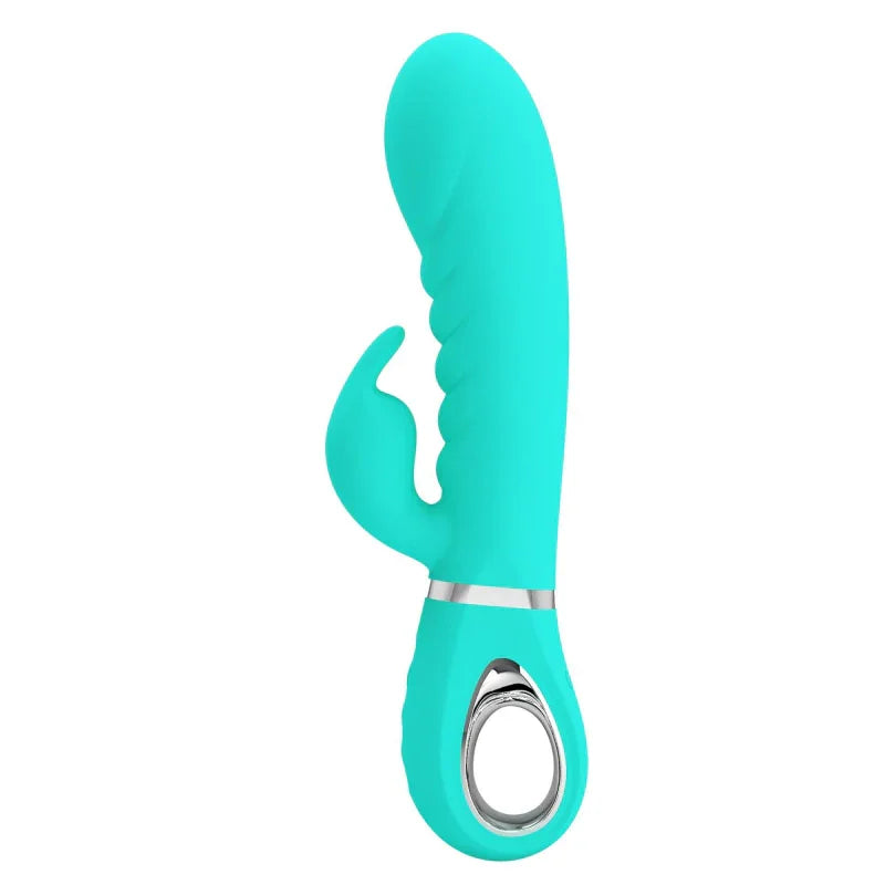 Prescott Super Soft Rabbit Silicone Vibrator - Teal - MyPleasure