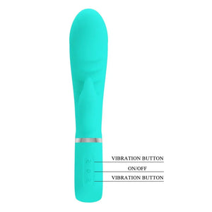 Prescott Super Soft Rabbit Silicone Vibrator - Teal - MyPleasure