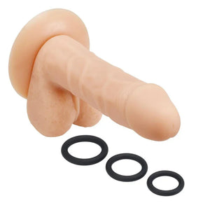 Pro Sensual Premium Silicone 6 Inch Dong With 3 Cockrings - Flesh - MyPleasure