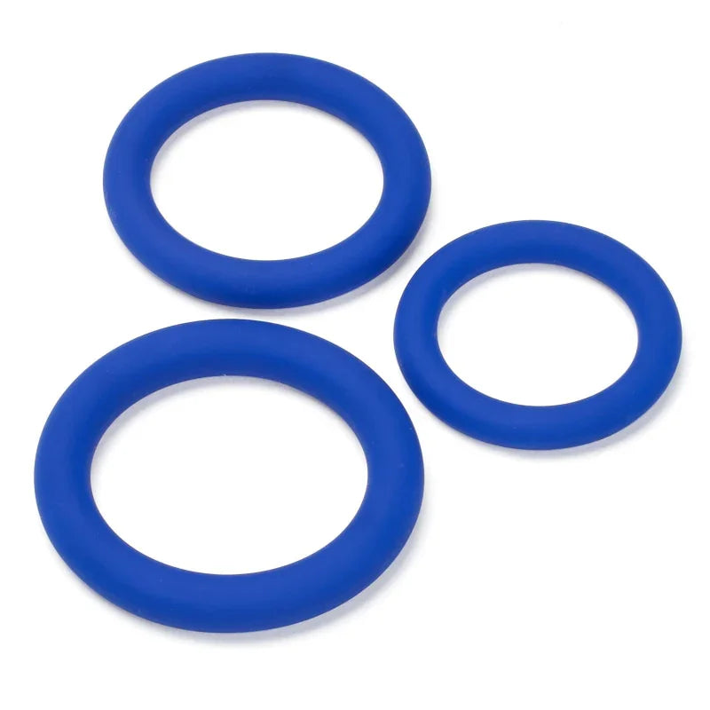Pro Sensual Silicone Cock Ring 3 Pack - Blue - MyPleasure