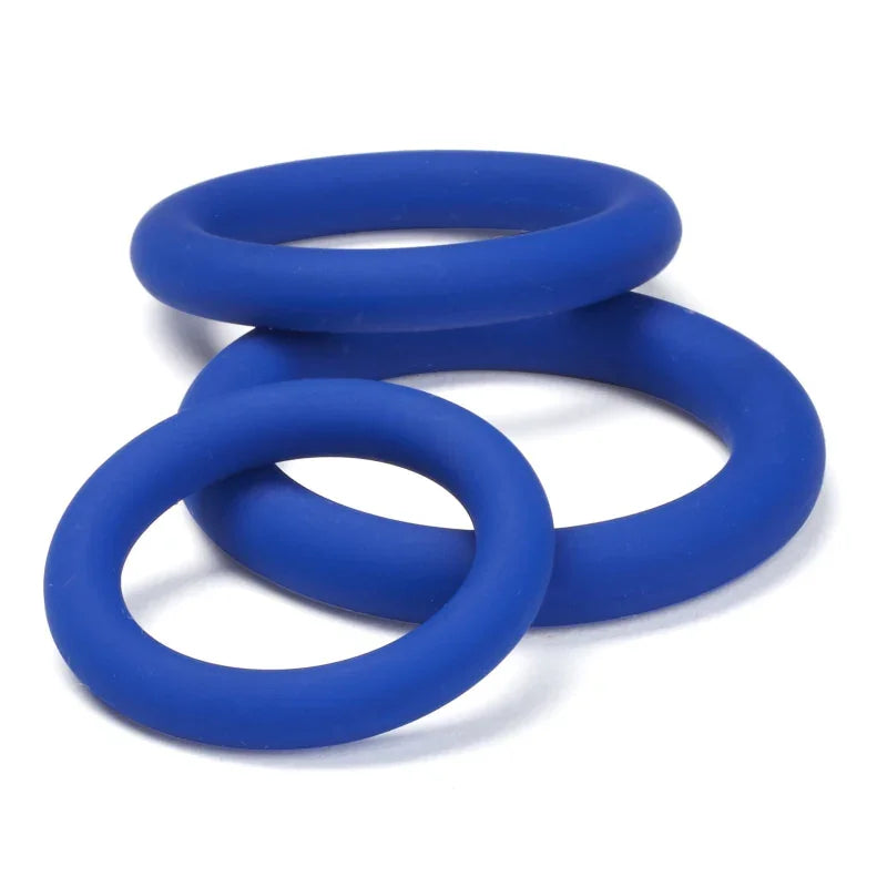 Pro Sensual Silicone Cock Ring 3 Pack - Blue - MyPleasure