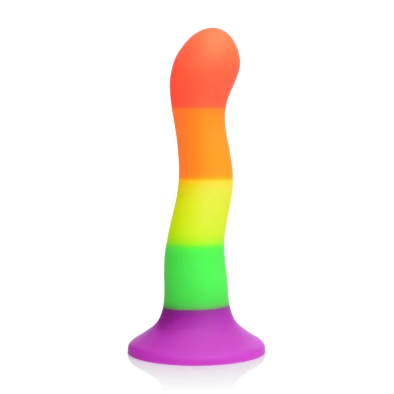 Proud Rainbow Silicone Dildo With Harness - MyPleasure