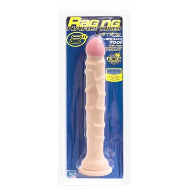 Raging Hard Ons Slimline With Suction Cup 8 Inch Dong - White - MyPleasure