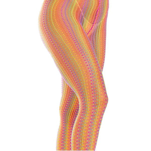 Rainbow Crochet Net Tights - One Size - Multicolor - MyPleasure