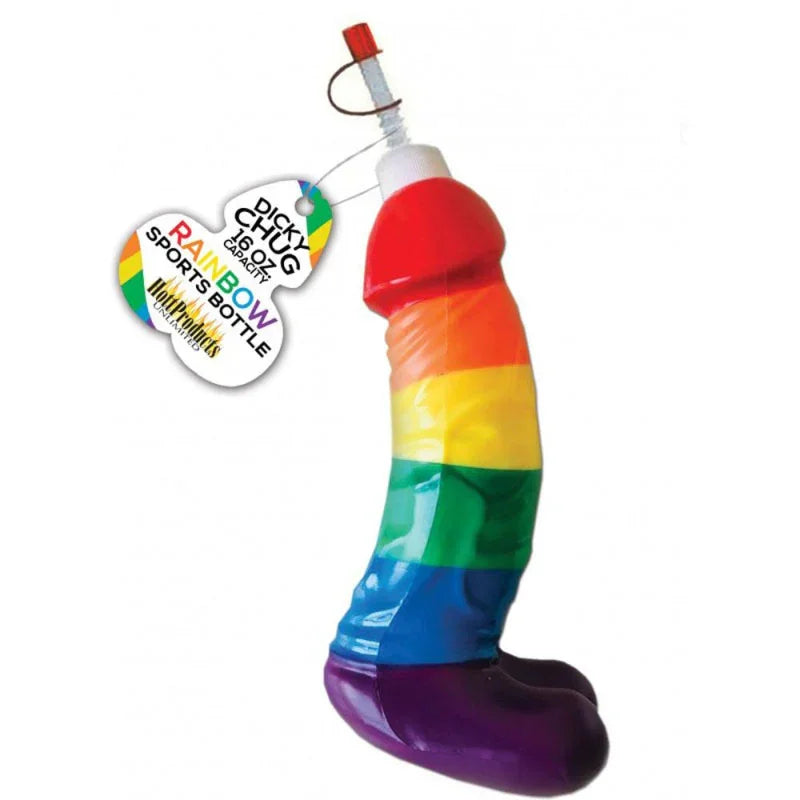 Rainbow Dicky Chug Sports Bottle 16 Oz Capacity - MyPleasure