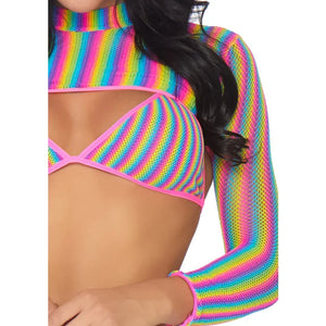 Rainbow Fishnet Top Set - One Size - Multi - MyPleasure
