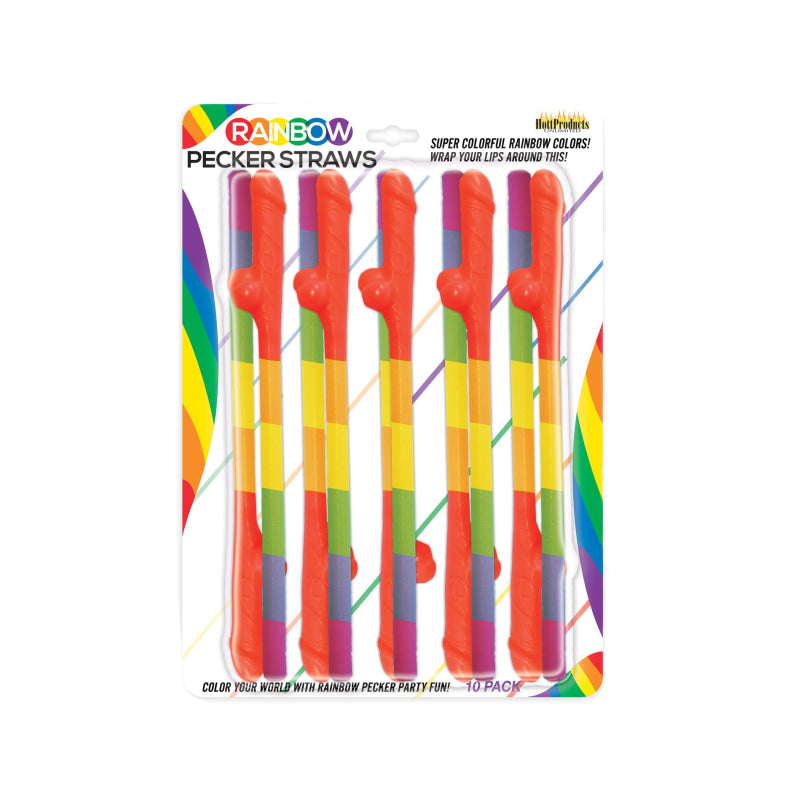 Rainbow Pecker Straws - 10 Pack