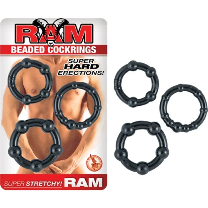 Ram Beaded Cockrings - Black - MyPleasure