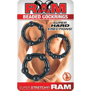 Ram Beaded Cockrings - Black - MyPleasure