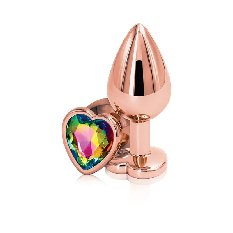 Rear Assets - Rose Gold Heart - Medium - Rainbow - MyPleasure