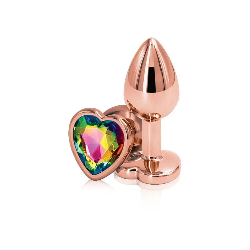 Rear Assets - Rose Gold Heart - Small - Rainbow - MyPleasure