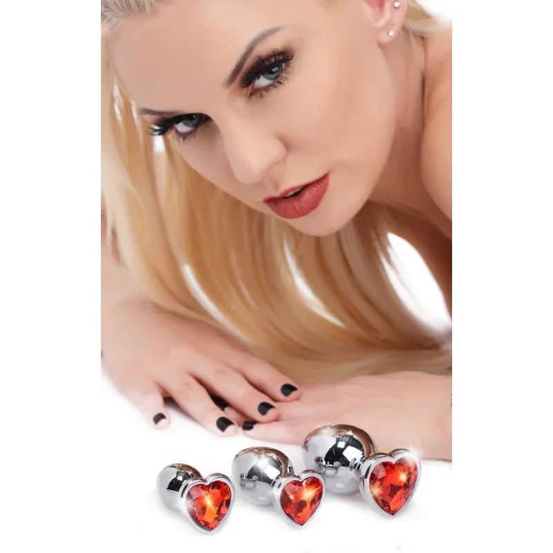 Red Heart Gem Anal Plug Set - MyPleasure